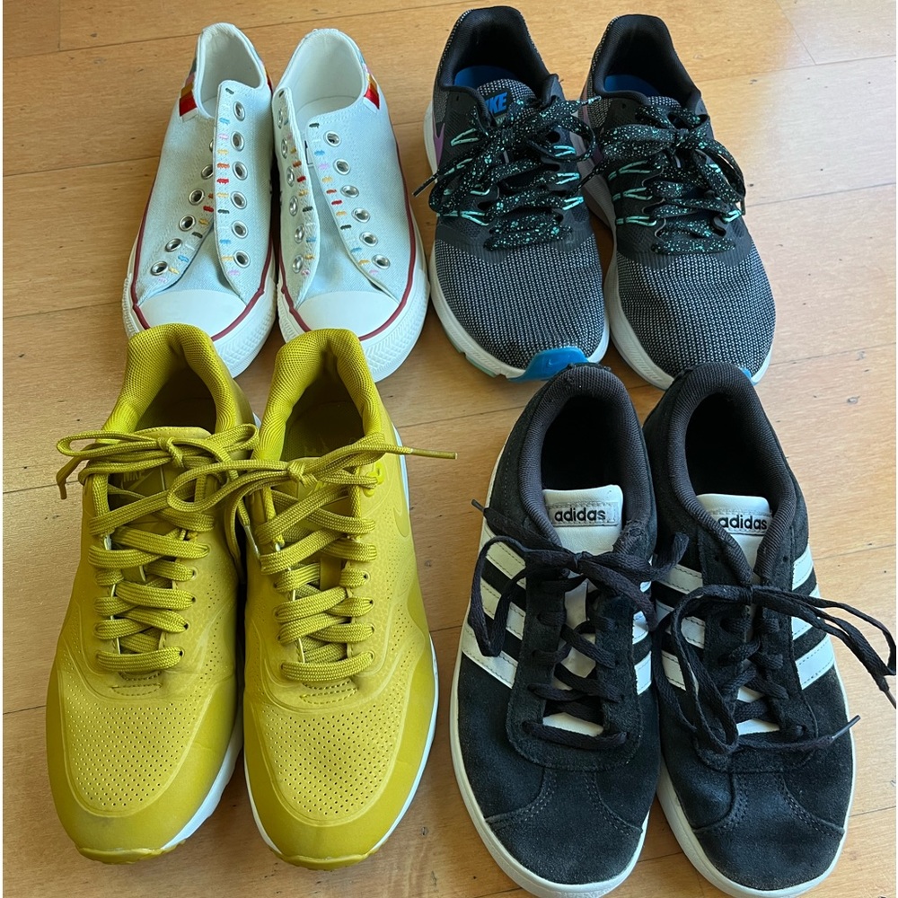 Women’s 6.5 Tennis Shoe Lot Nike Adidas Converse